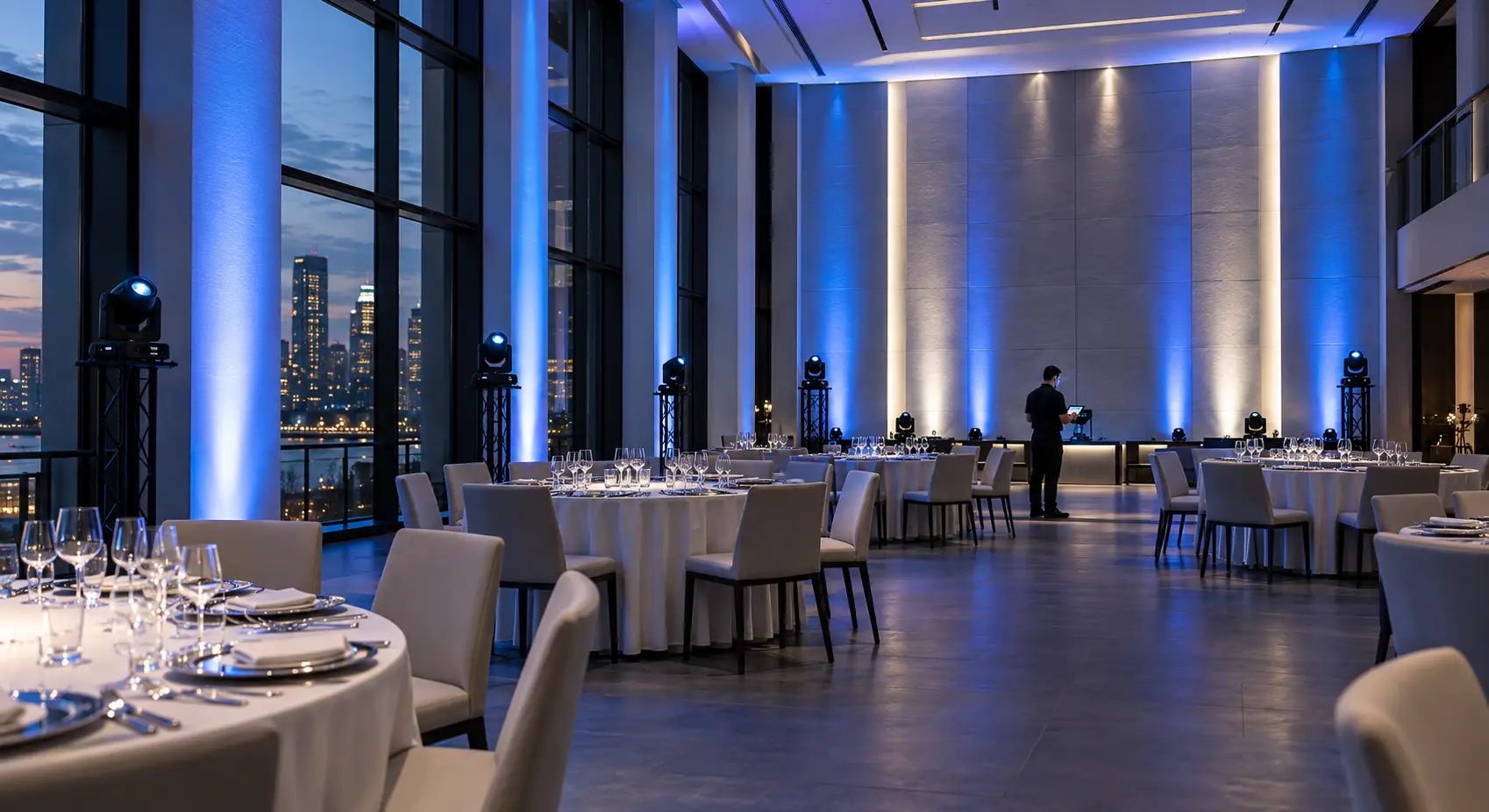 Event lighting setup showing a complete marketing system in action