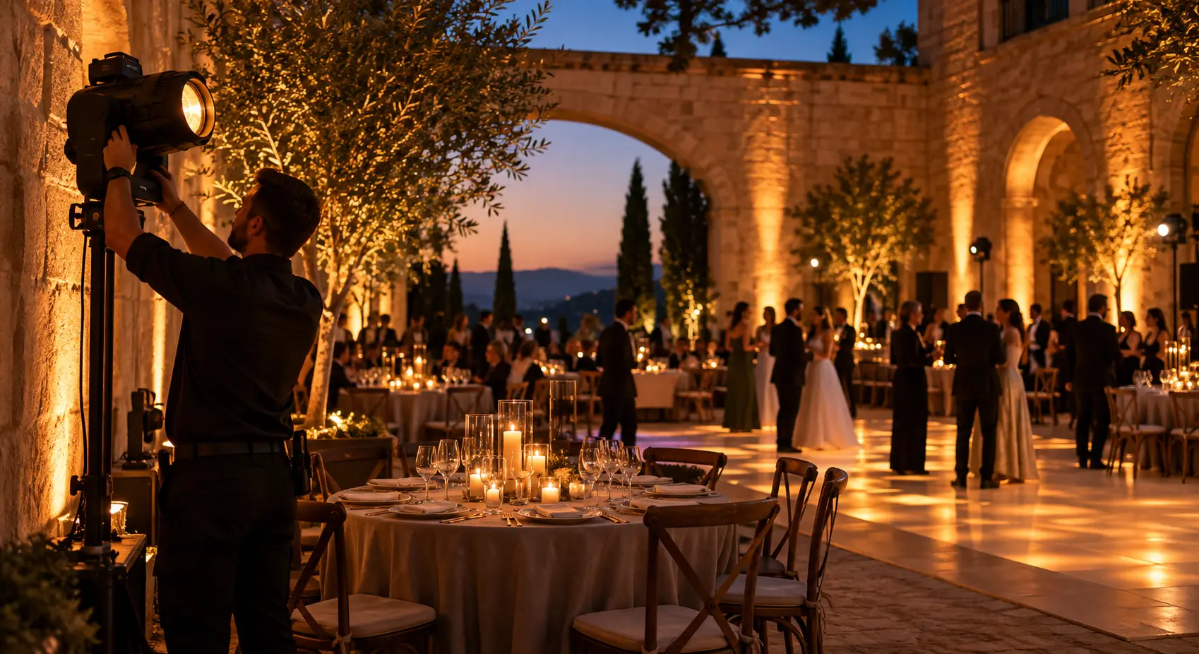 Event lighting transforming a venue